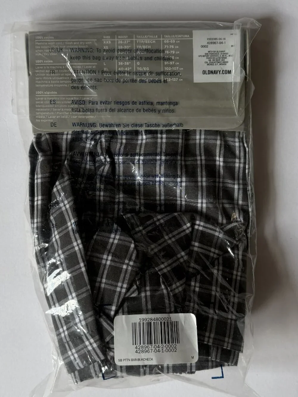 OLD NAVY Bundle 6-Piece Men's M Boxers 100% COTTON Woven Blue & Grey Plaids NEW